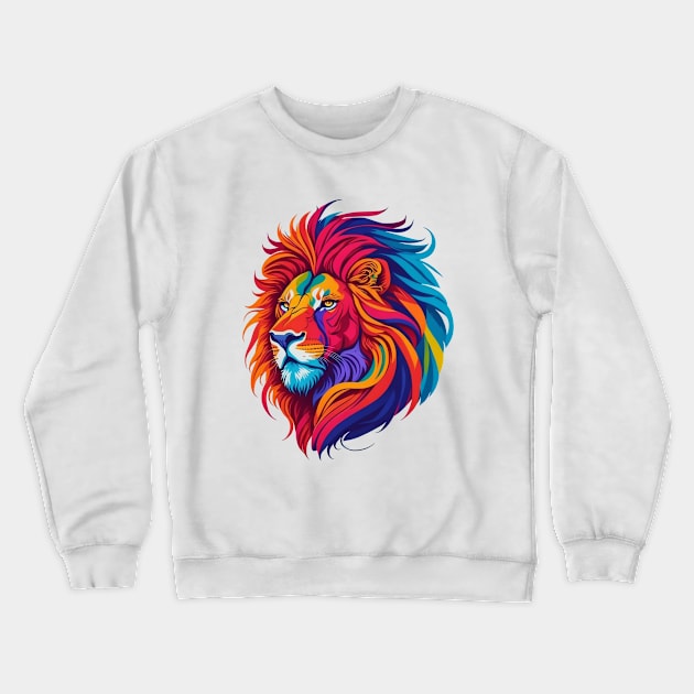 Colorful Lion Crewneck Sweatshirt by EdSan Designs